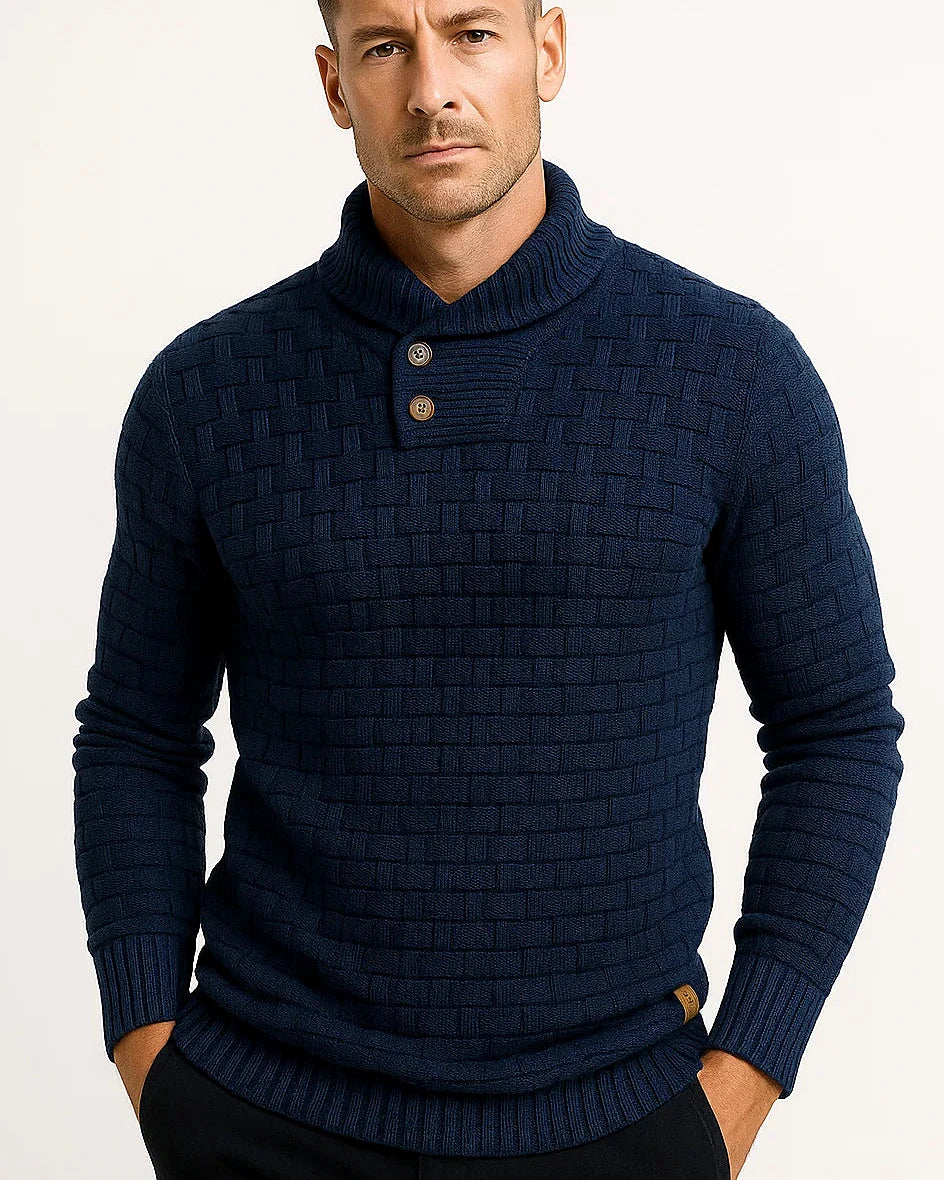 Knit Sweater | Shawl Collar | Button Detail — view 4