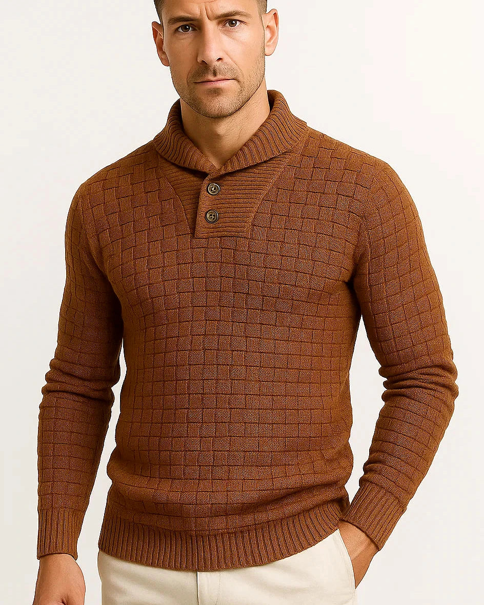Knit Sweater | Shawl Collar | Button Detail — view 5