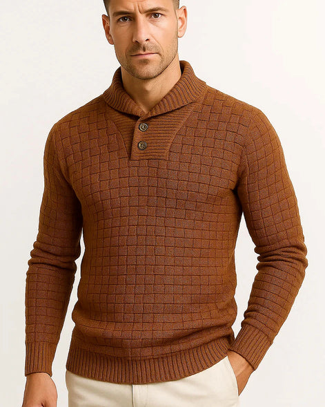 Knit Sweater | Shawl Collar | Button Detail — view 5