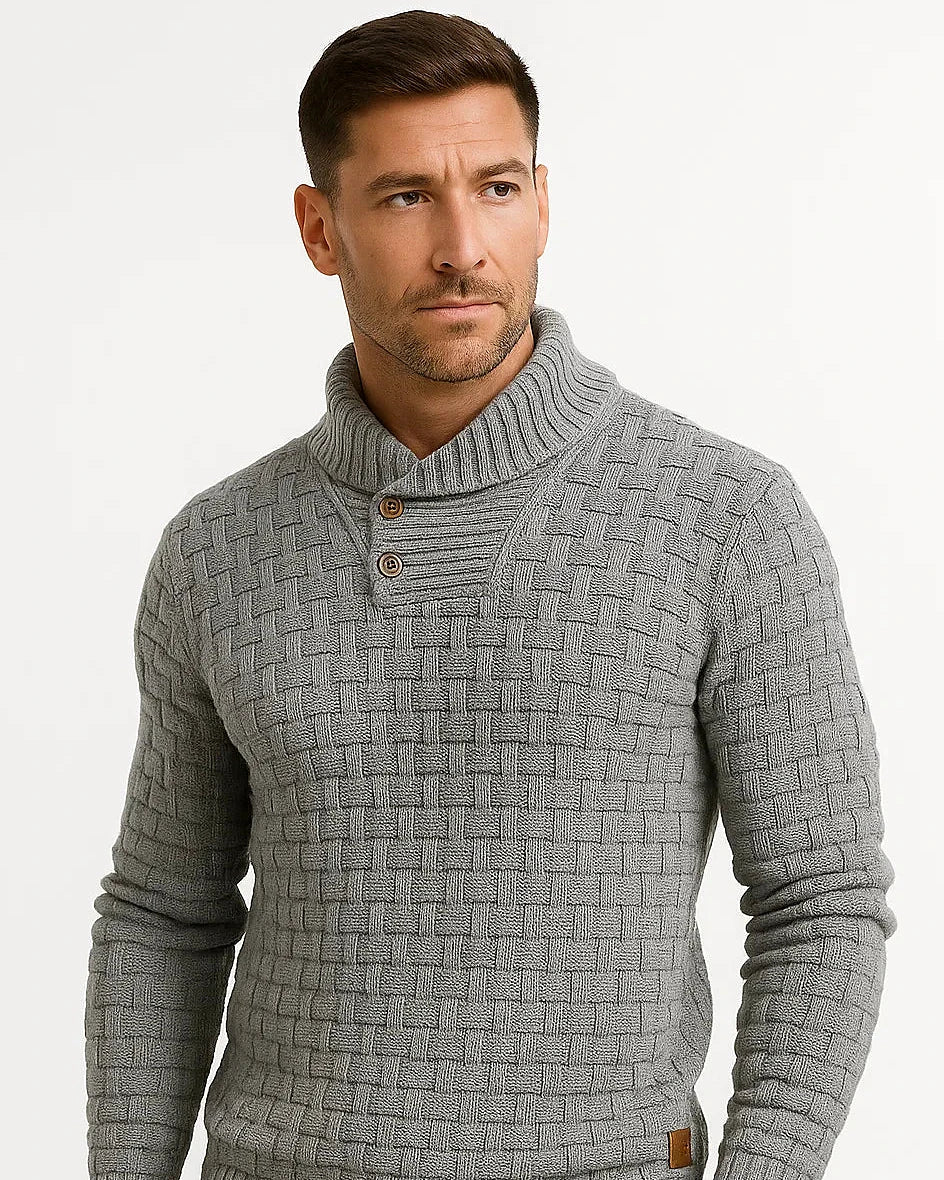 Knit Sweater | Shawl Collar | Button Detail — view 6