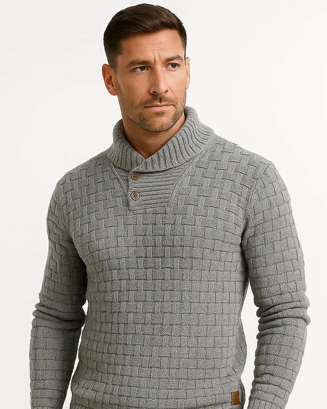Knit Sweater | Shawl Collar | Button Detail — view 6