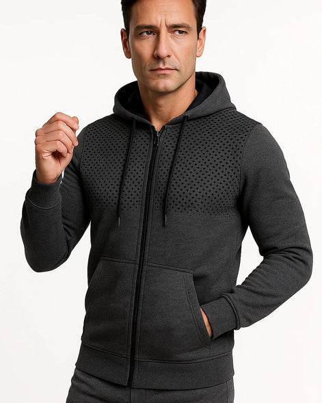 Zip Hoodie | Polka Print | Lightweight Fleece | Regular Fit — view 2