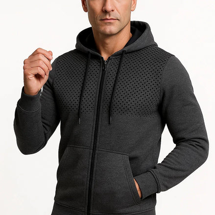 Zip Hoodie | Polka Print | Lightweight Fleece | Regular Fit — view 2