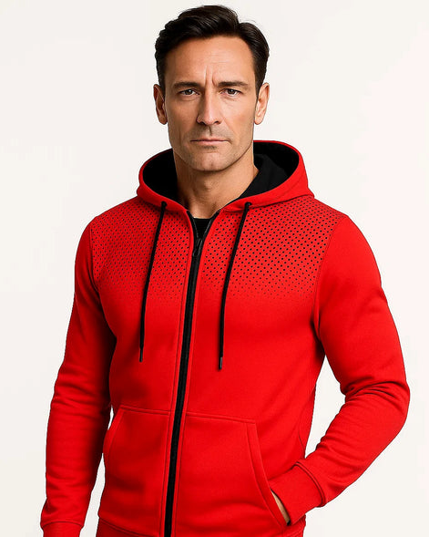 Zip Hoodie | Polka Print | Lightweight Fleece | Regular Fit — view 4