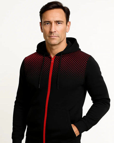 Zip Hoodie | Polka Print | Lightweight Fleece | Regular Fit — view 5