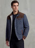 Diamond Quilted Jacket Men's Stand-Up Collar Coffee Blue Smart Casual – Valedrian
