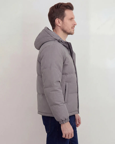 Grey Hooded Puffer Jacket Lightweight Insulated Men's S–2XL – Valedrian — view 2