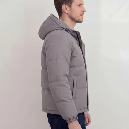 Grey Hooded Puffer Jacket Lightweight Insulated Men's S–2XL – Valedrian — view 2