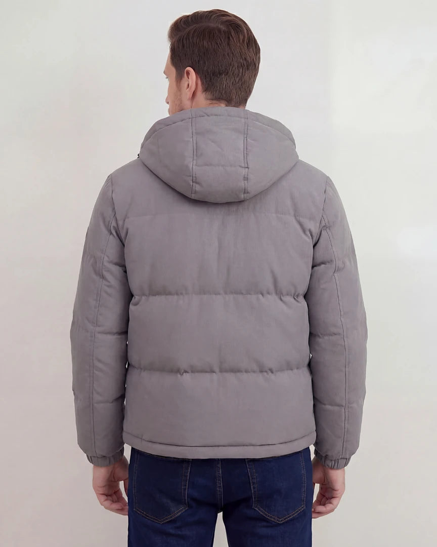 Grey Hooded Puffer Jacket Lightweight Insulated Men's S–2XL – Valedrian — view 3