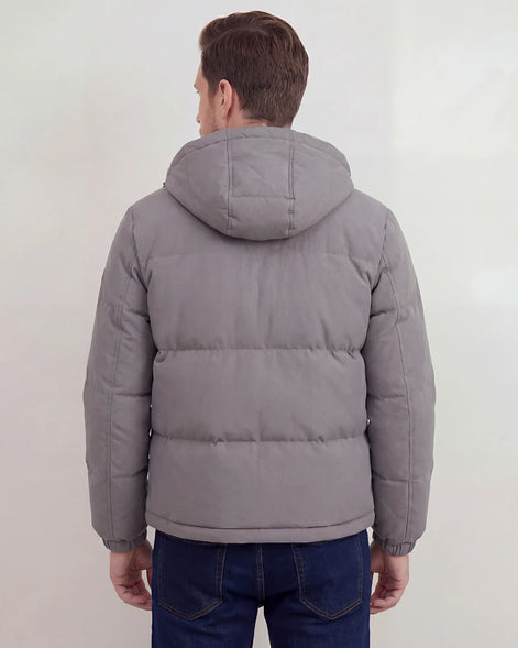 Grey Hooded Puffer Jacket Lightweight Insulated Men's S–2XL – Valedrian — view 3