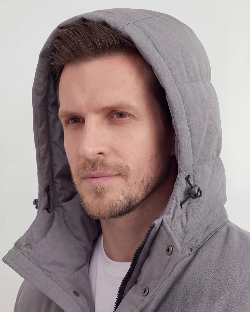 Grey Hooded Puffer Jacket Lightweight Insulated Men's S–2XL – Valedrian — view 5