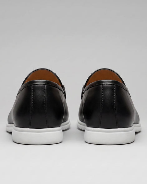 Horsebit Loafers Men Woven PU Leather Slip-On Black - Valedrian — view 3