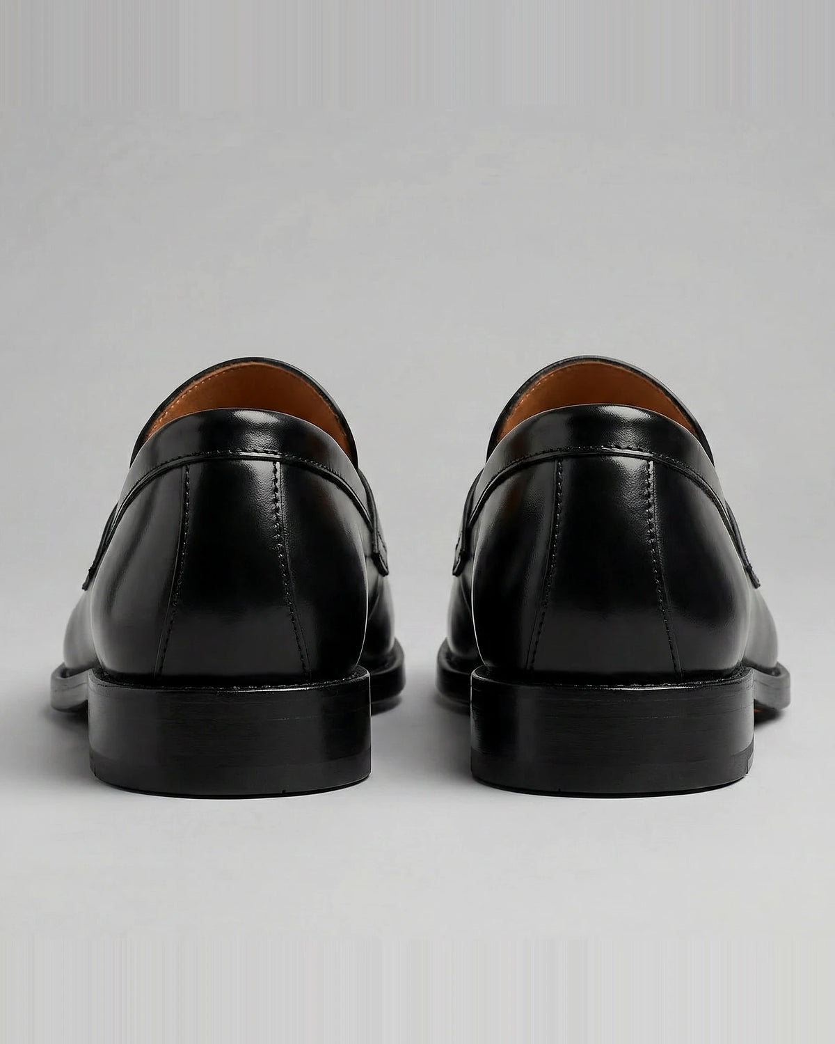 Leather Penny Loafers Men Black Cow Leather Rubber Sole - Valedrian — view 4