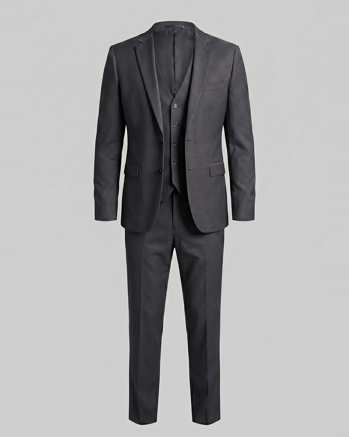 Men's 3 Piece Suit Jacket Waistcoat Trousers Notch Lapel Gray Navy - Valedrian — view 11