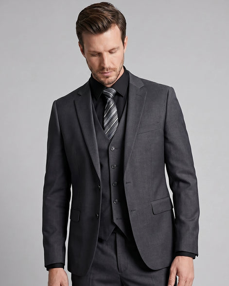 Men's 3 Piece Suit Jacket Waistcoat Trousers Notch Lapel Gray Navy - Valedrian — view 12