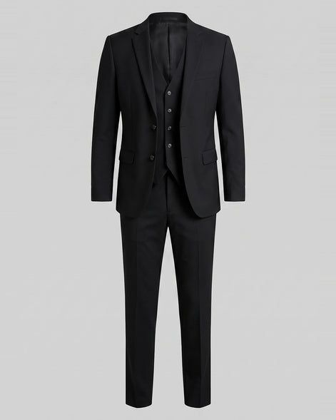Men's 3 Piece Suit Jacket Waistcoat Trousers Notch Lapel Gray Navy - Valedrian — view 16