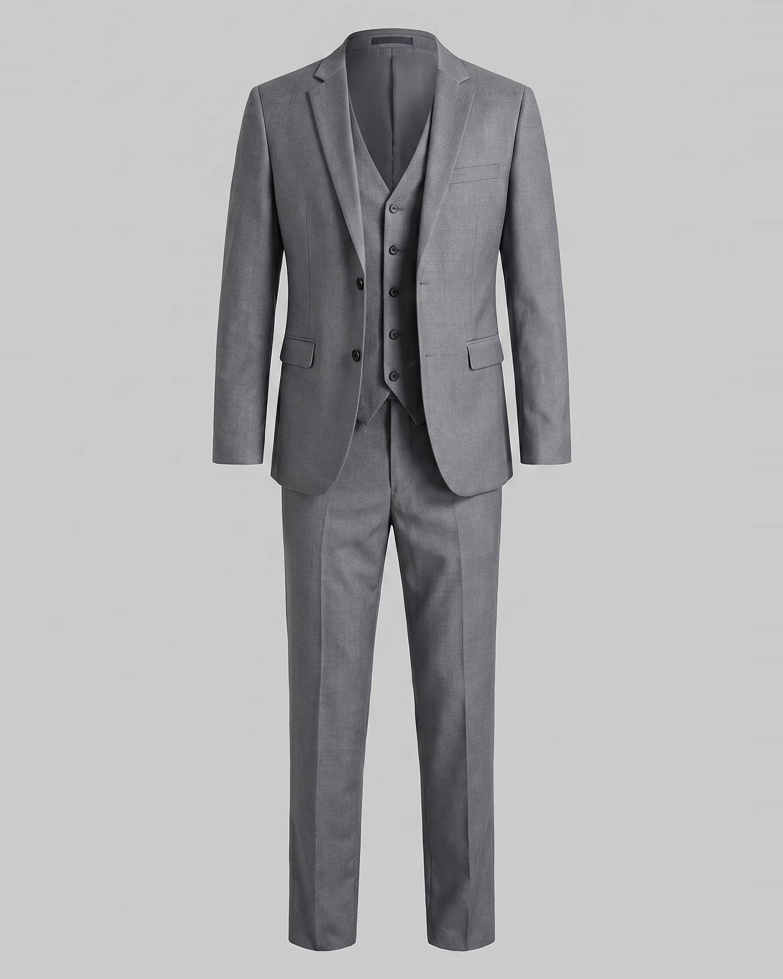 Men's 3 Piece Suit Jacket Waistcoat Trousers Notch Lapel Gray Navy - Valedrian — view 2