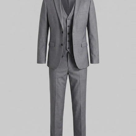 Men's 3 Piece Suit Jacket Waistcoat Trousers Notch Lapel Gray Navy - Valedrian — view 2