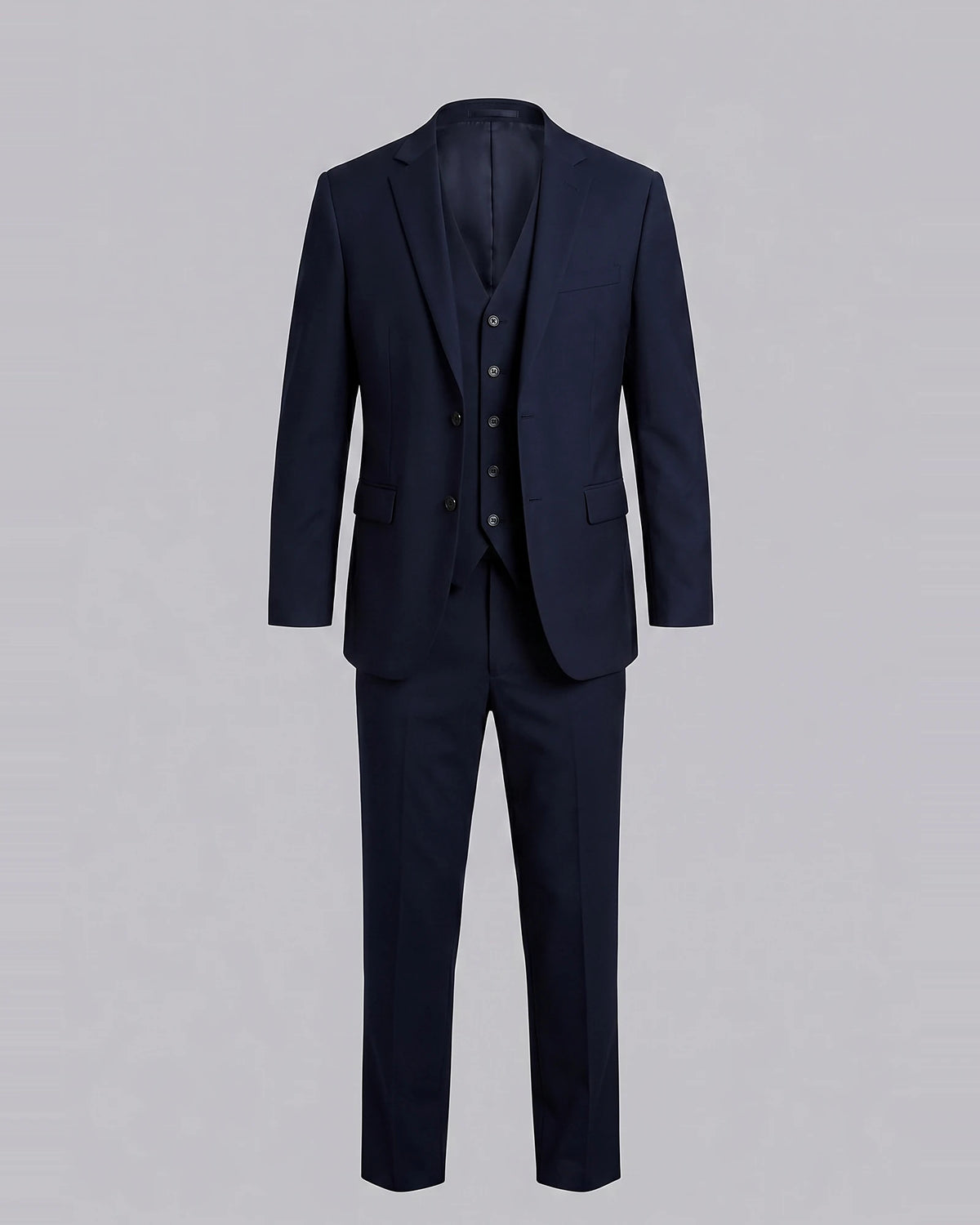 Men's 3 Piece Suit Jacket Waistcoat Trousers Notch Lapel Gray Navy - Valedrian — view 6