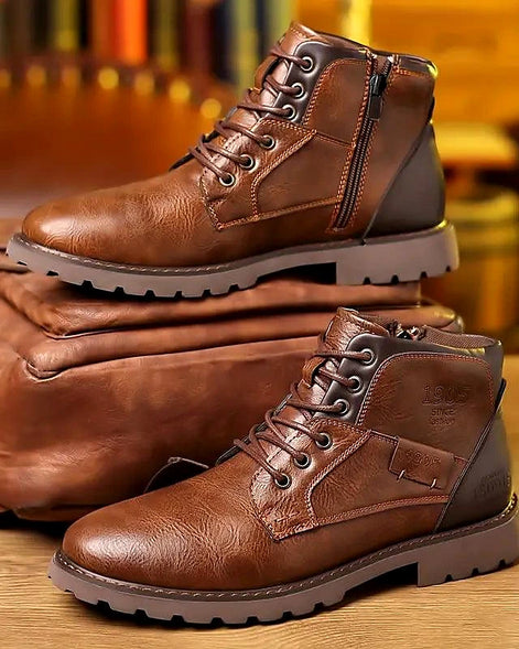 Men’s Ankle Boots | Side Zip | PU Leather Rugged Sole — view 2