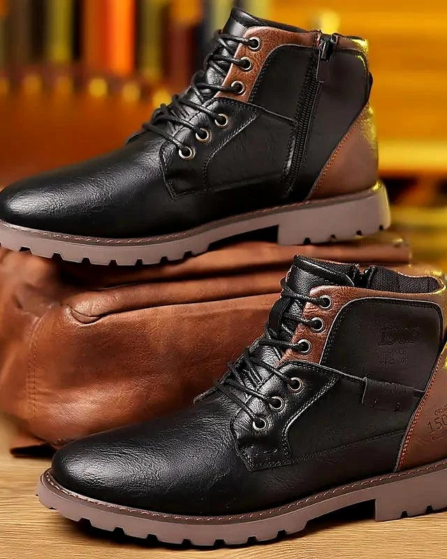 Men’s Ankle Boots | Side Zip | PU Leather Rugged Sole — view 3