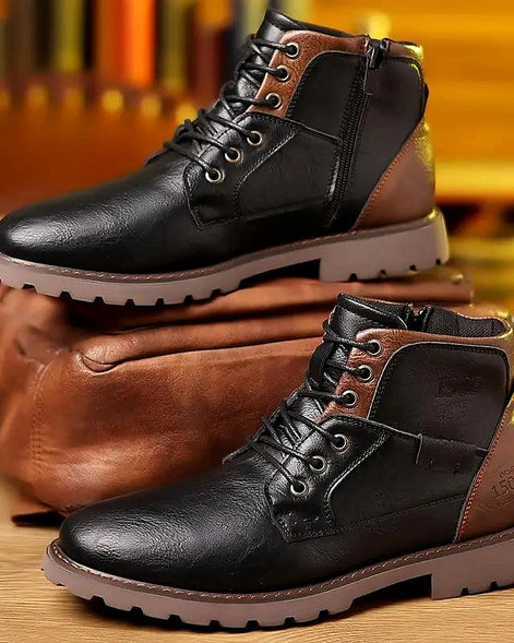 Men’s Ankle Boots | Side Zip | PU Leather Rugged Sole — view 3
