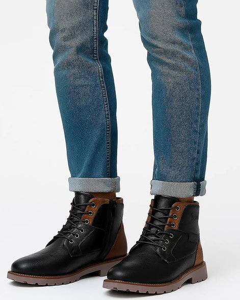 Men’s Ankle Boots | Side Zip | PU Leather Rugged Sole — view 4