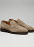 Men's Beige Suede Penny Loafers with Leather Trim – Valedrian