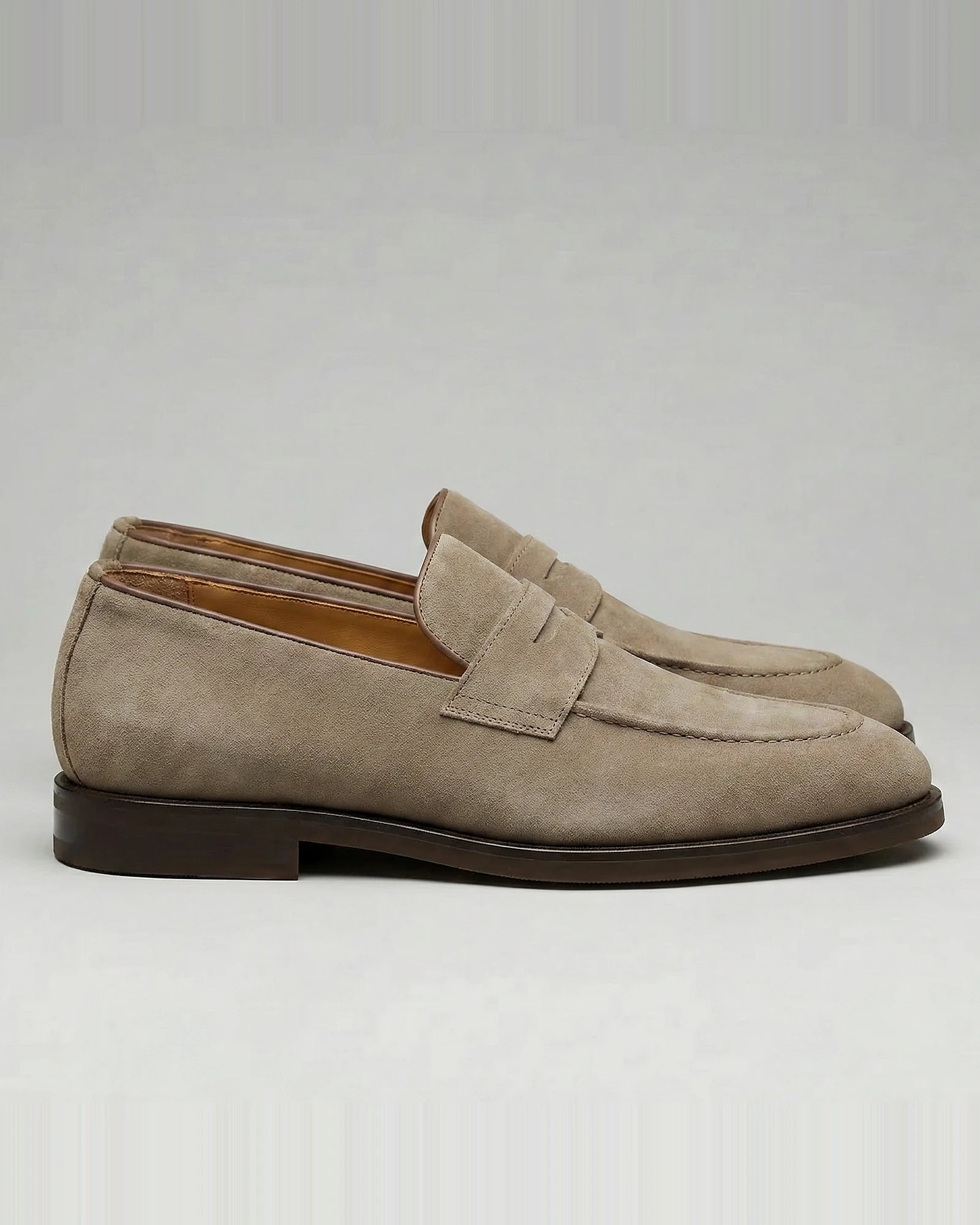 Men's Beige Suede Penny Loafers with Leather Trim – Valedrian — view 2