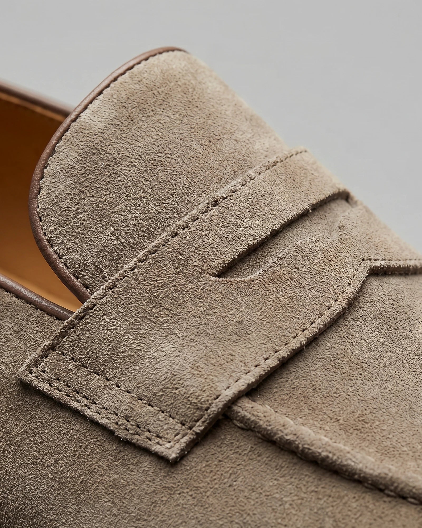 Men's Beige Suede Penny Loafers with Leather Trim – Valedrian — view 4