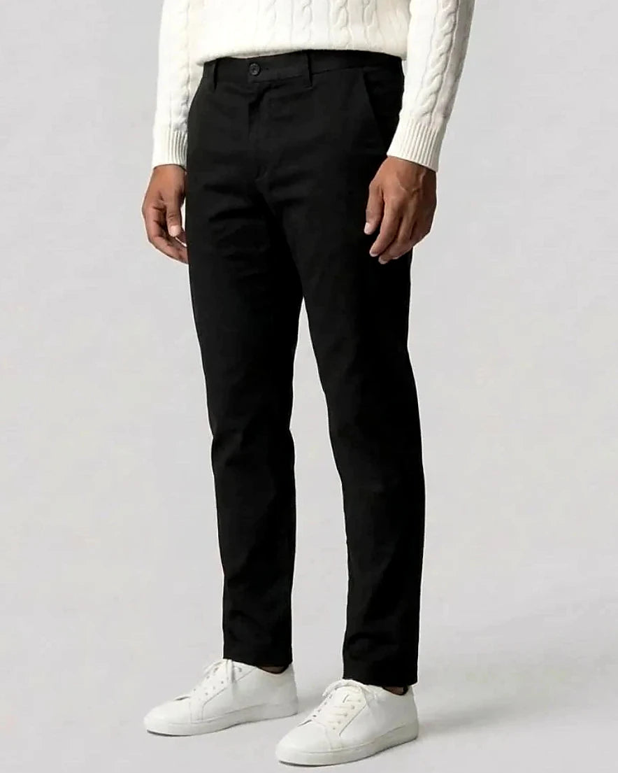 Men's Black Chino Trousers Regular Fit Straight Leg, Sizes XS–2XL – Valedrian