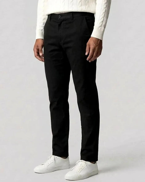 Men's Black Chino Trousers Regular Fit Straight Leg, Sizes XS–2XL – Valedrian