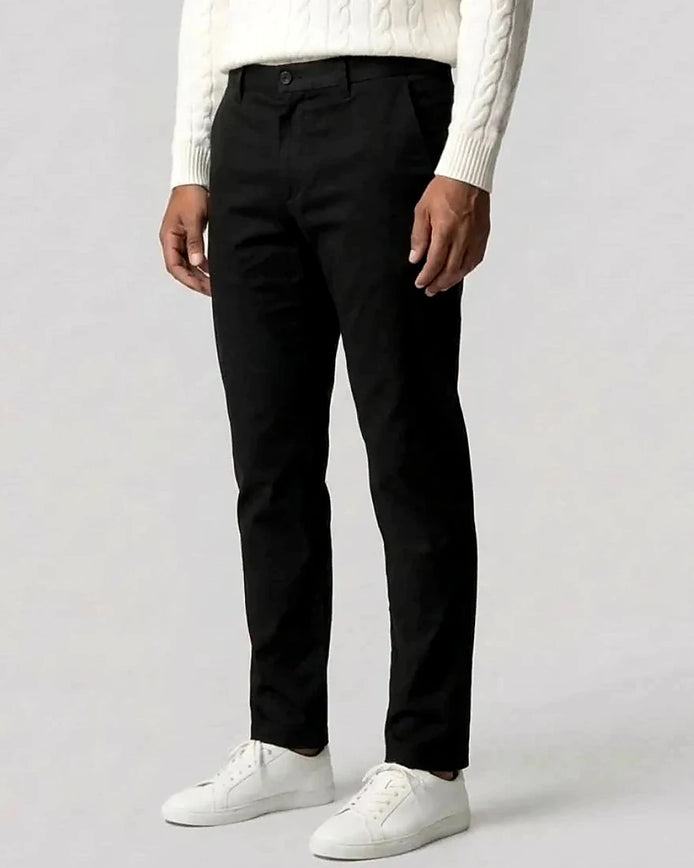 Men's Black Chino Trousers Regular Fit Straight Leg, Sizes XS–2XL – Valedrian