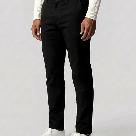 Men's Black Chino Trousers Regular Fit Straight Leg, Sizes XS–2XL – Valedrian