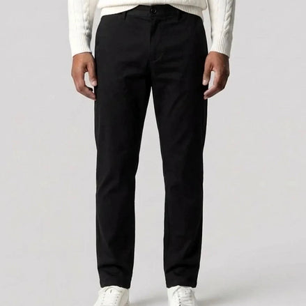 Men's Black Chino Trousers Regular Fit Straight Leg, Sizes XS–2XL – Valedrian — view 2
