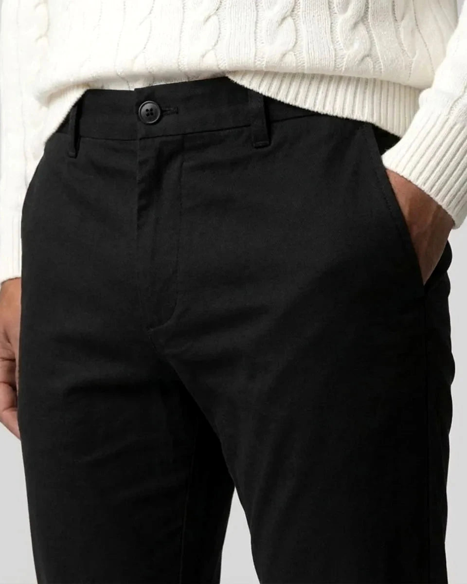 Men's Black Chino Trousers Regular Fit Straight Leg, Sizes XS–2XL – Valedrian — view 5