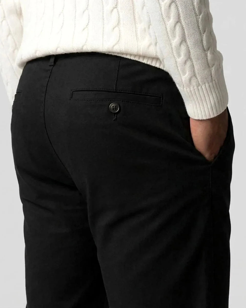Men's Black Chino Trousers Regular Fit Straight Leg, Sizes XS–2XL – Valedrian — view 6