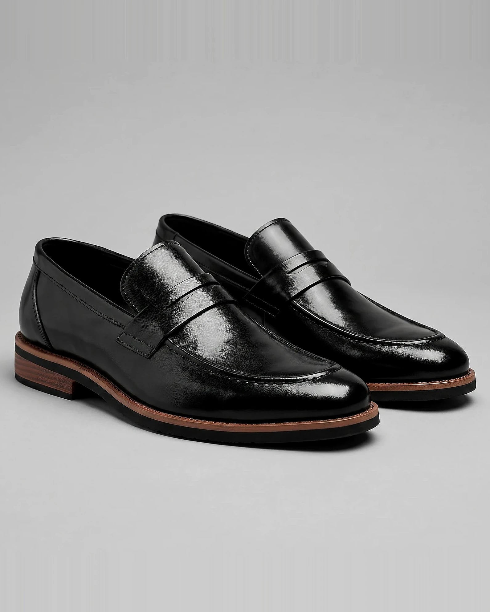 Men's Black Penny Loafers Rubber Sole Sizes 6–10 - Valedrian