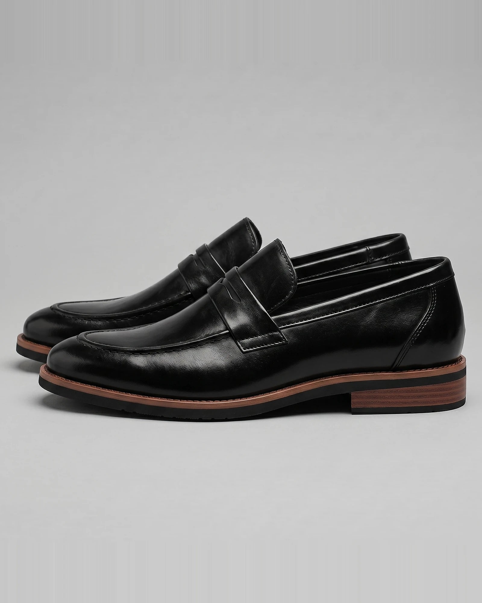 Men's Black Penny Loafers Rubber Sole Sizes 6–10 - Valedrian — view 2