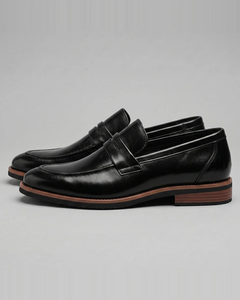 Men's Black Penny Loafers Rubber Sole Sizes 6–10 - Valedrian — view 2