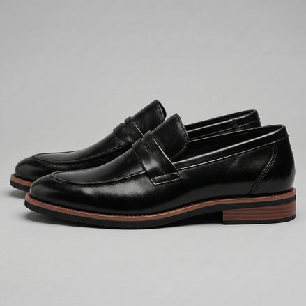 Men's Black Penny Loafers Rubber Sole Sizes 6–10 - Valedrian — view 2