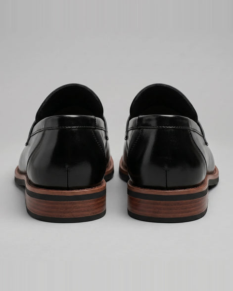 Men's Black Penny Loafers Rubber Sole Sizes 6–10 - Valedrian — view 3