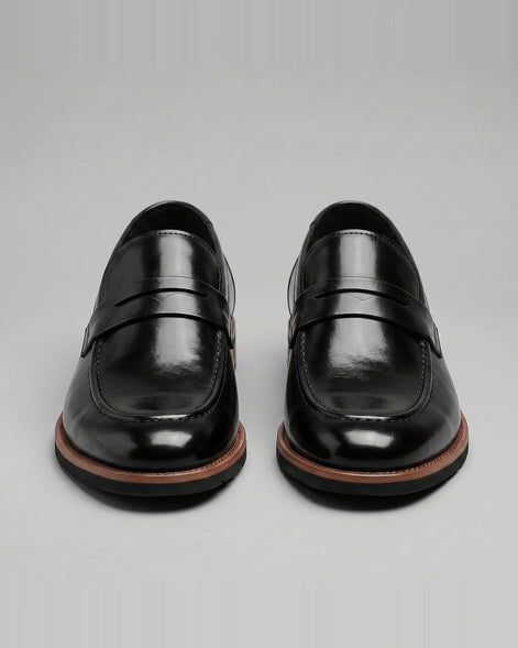 Men's Black Penny Loafers Rubber Sole Sizes 6–10 - Valedrian — view 4
