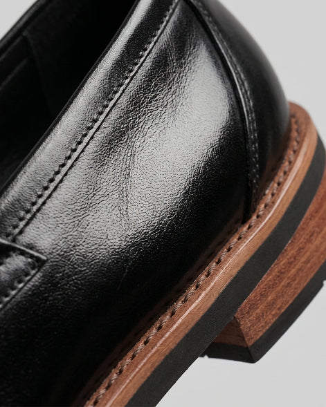 Men's Black Penny Loafers Rubber Sole Sizes 6–10 - Valedrian — view 5