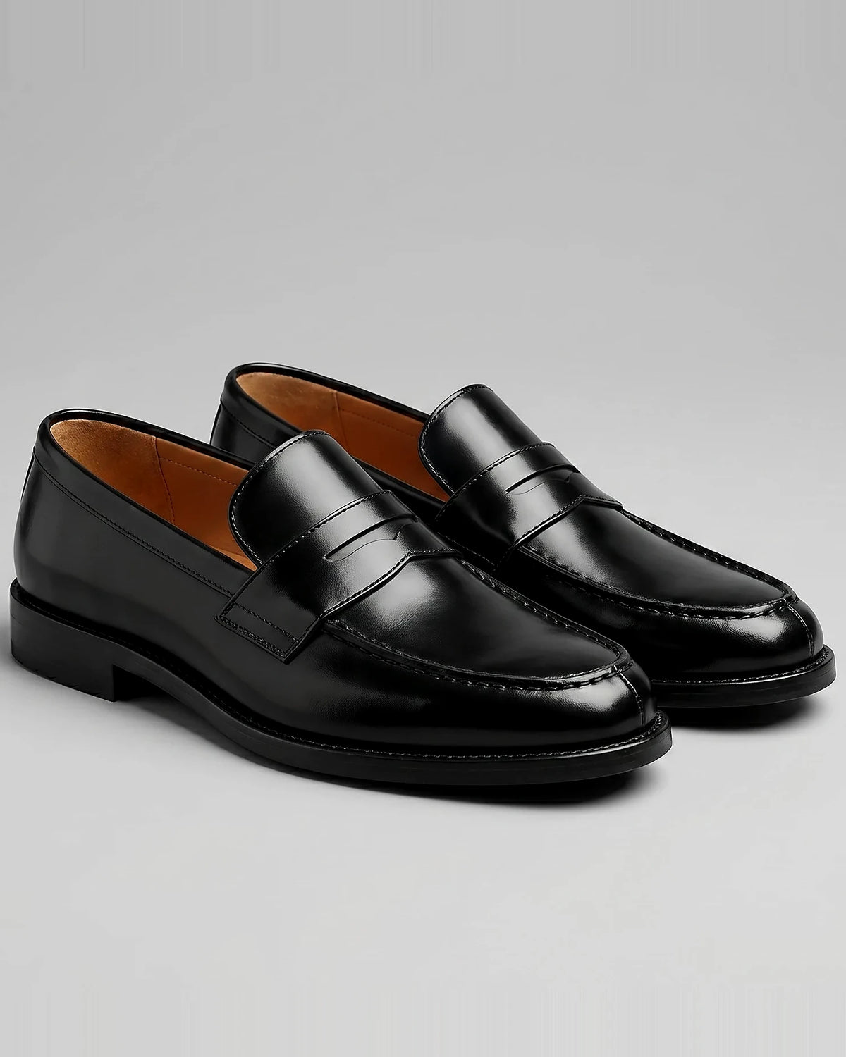 Men's Black Penny Loafers - Soft Cow Leather, Rubber Sole, Sizes 5–9.5 | Valedrian