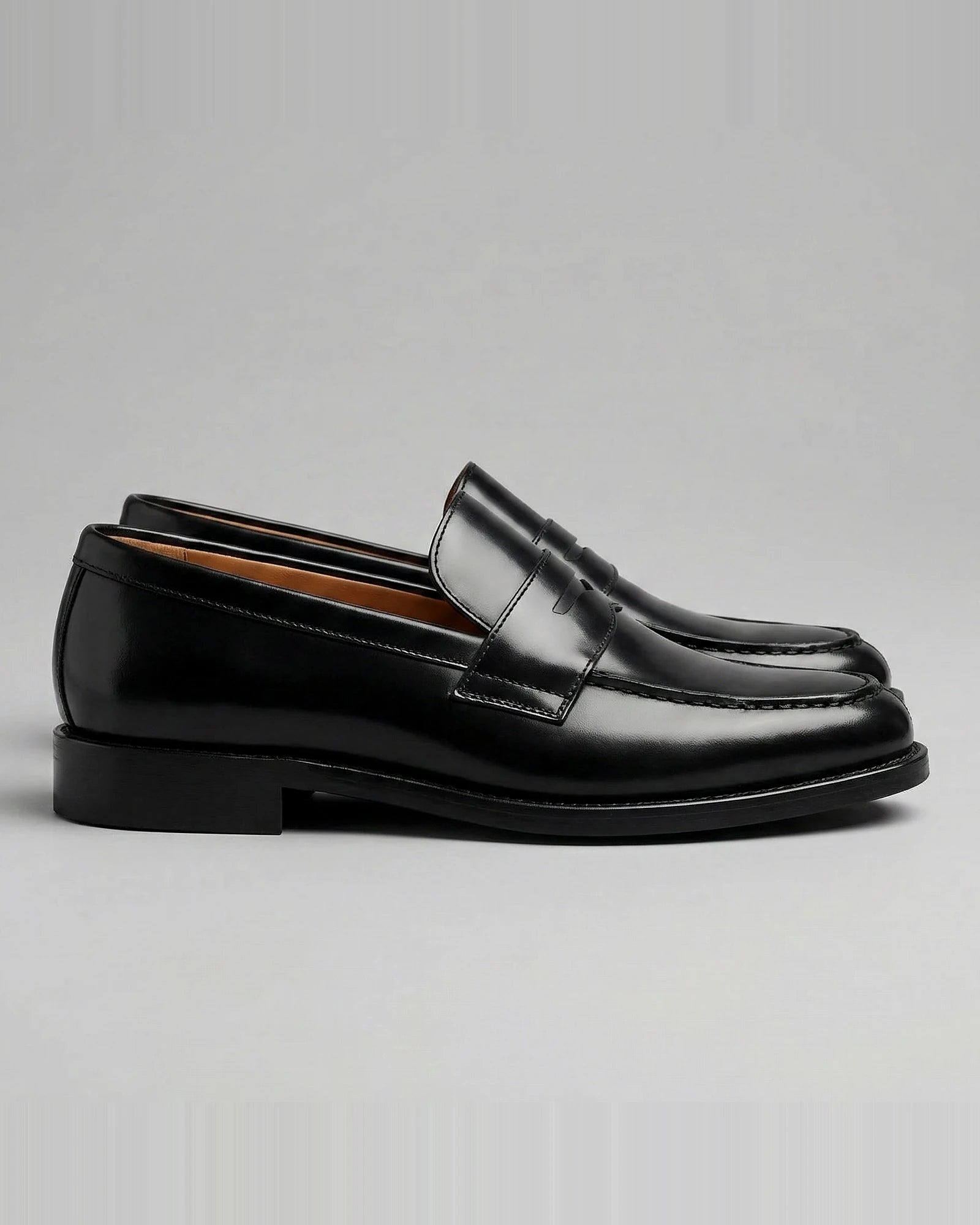 Men's Black Penny Loafers - Soft Cow Leather, Rubber Sole, Sizes 5–9.5 | Valedrian — view 2