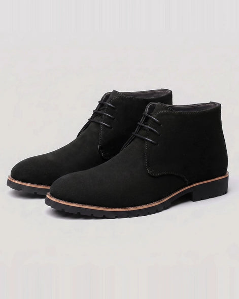 Men's Black Slip-On Ankle Boots PU Leather, Sizes 5–12 – Valedrian