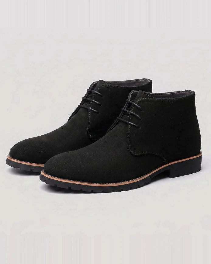 Men's Black Slip-On Ankle Boots PU Leather, Sizes 5–12 – Valedrian