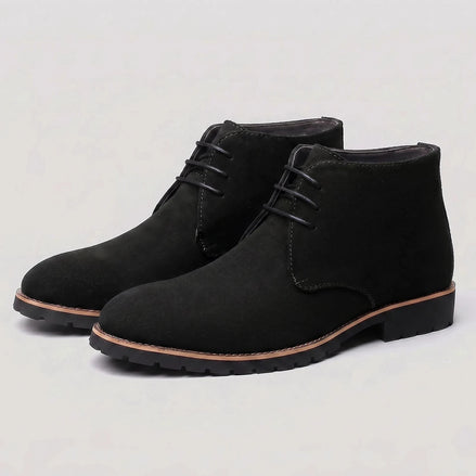 Men's Black Slip-On Ankle Boots PU Leather, Sizes 5–12 – Valedrian