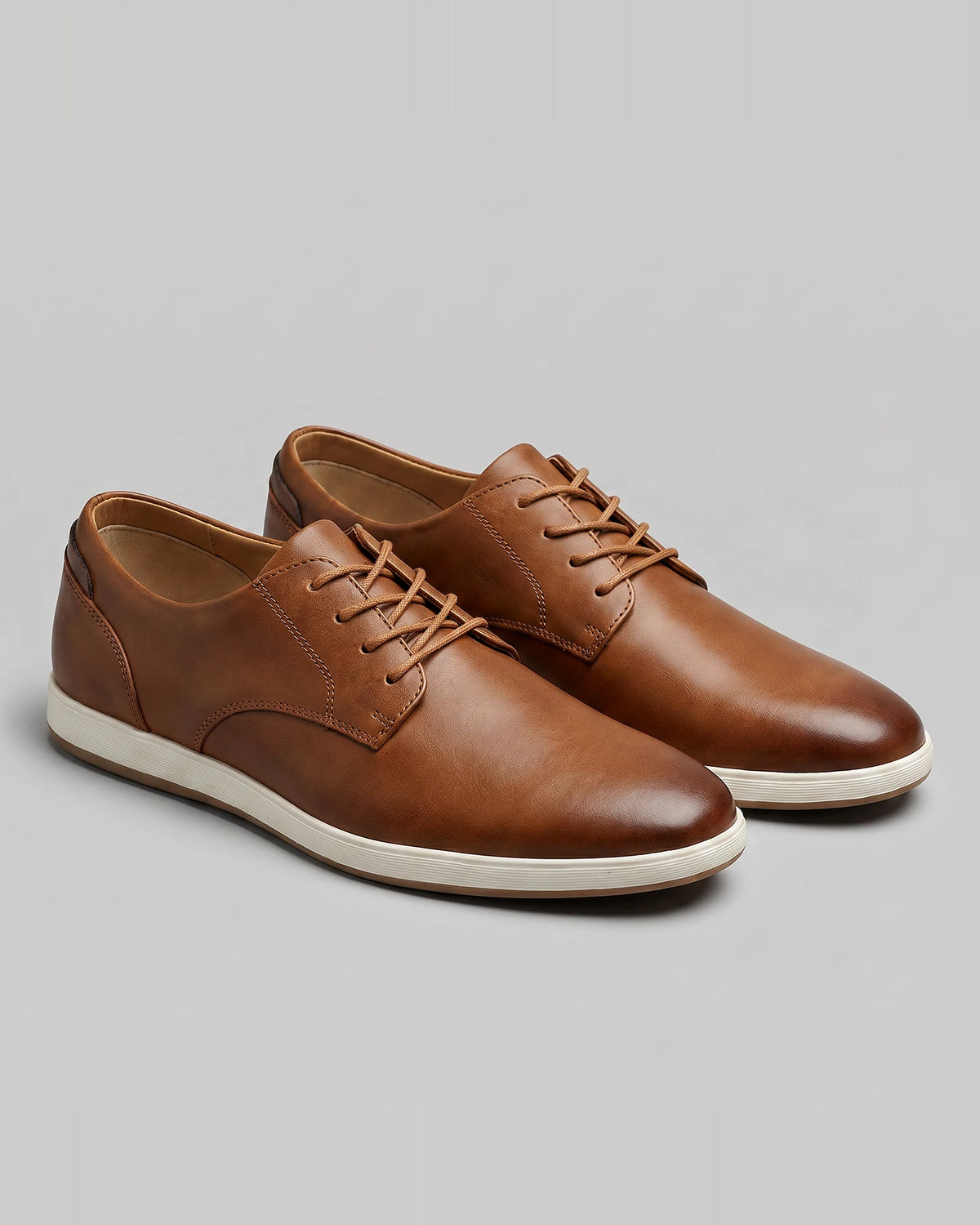 Men's Brown Leather Shoes Lace-Up Smart Casual Sneaker Style - Valedrian — view 11